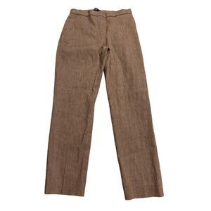 Theory Treeca Pull On Pants Linen Lyocell Womens Size 0 Brown Stretch MSRP $245